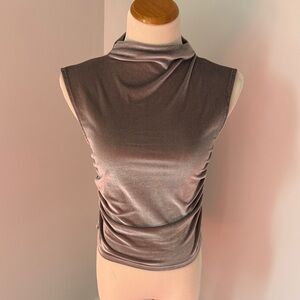 Sleeveless Velvet Mock Neck Top - Mauve